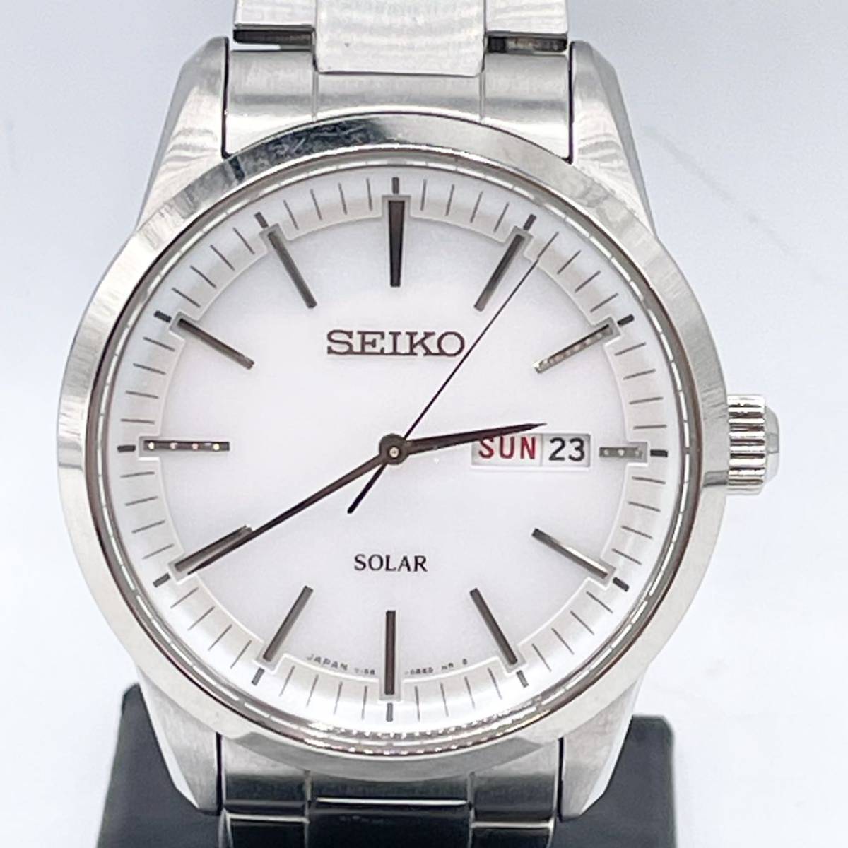 メンズ 【稼働品】SEIKO セイコー ソーラー V158-0AD0 デイデイト 白 