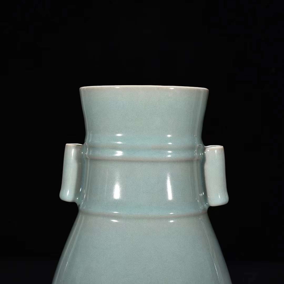 宋時代 龍泉窯 粉青釉 管耳瓶 唐物 中国美術 高さ