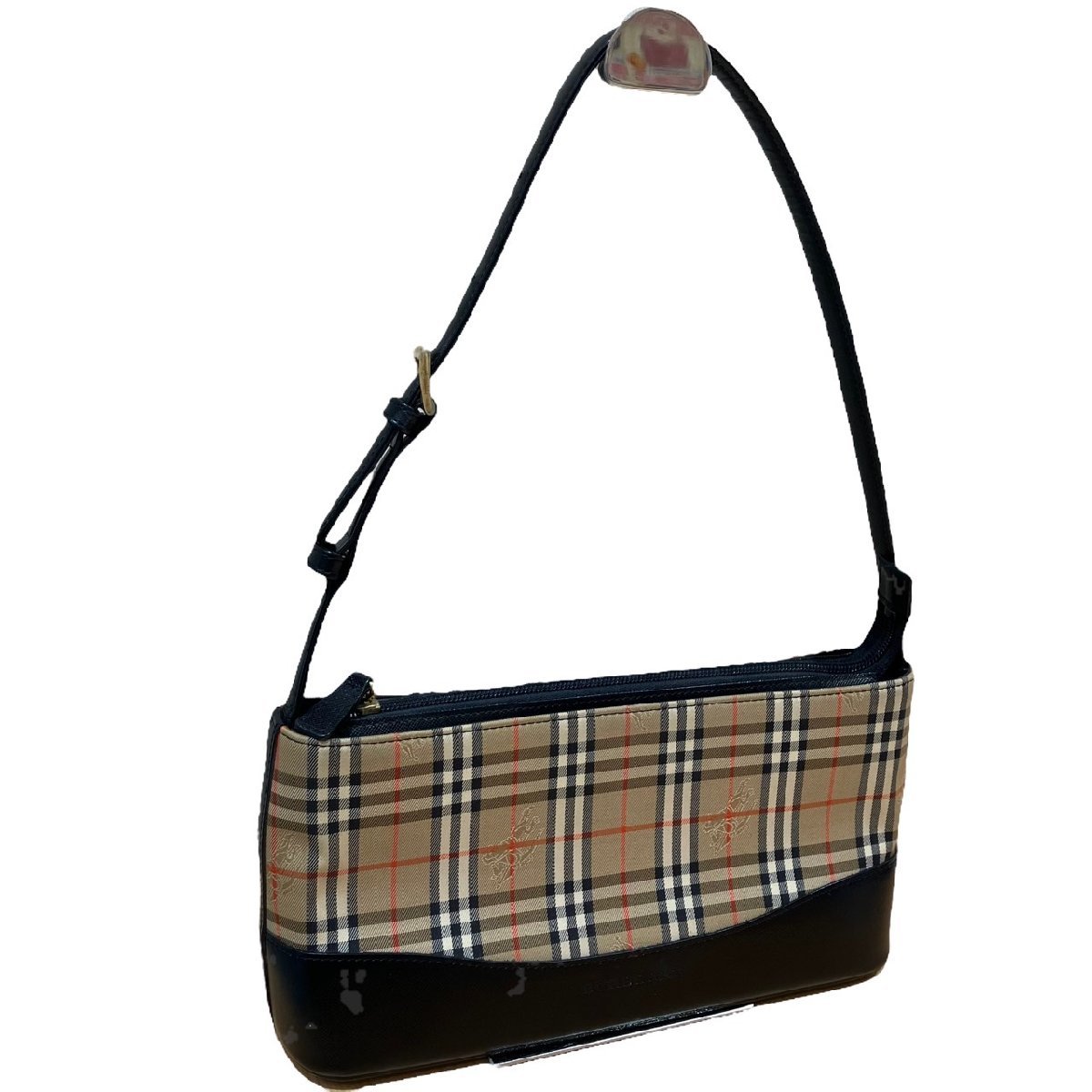 バーバリー ノバチェック ワンショルダー サフィアーノ キャンバス×レザー ショルダーバッグ