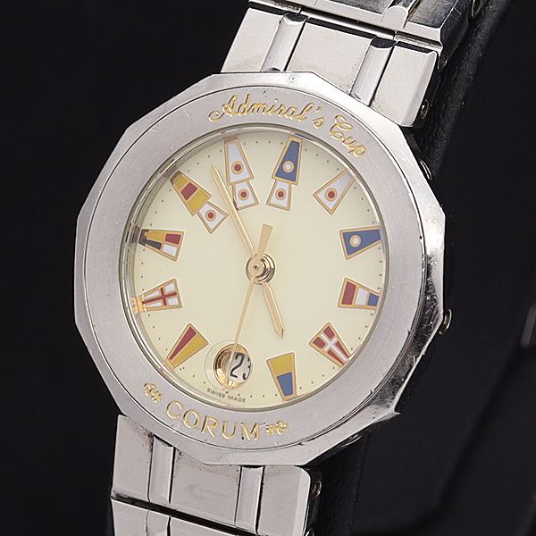 1円 コルム QZ 39.610.20 V-50 アドミラルズカップ アイボリー文字盤 デイト レディース腕時計 XYZ 7384000NKG