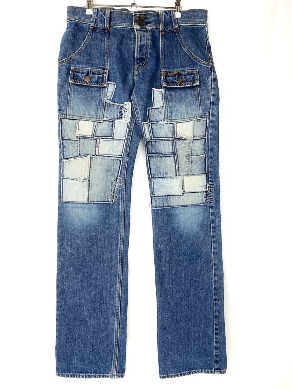 【G591】90's HYSTERIC GLAMOUR ヒステリックグラマー KINKY JEANS パッチワーク デニムパンツ ストレート サイズFREE b