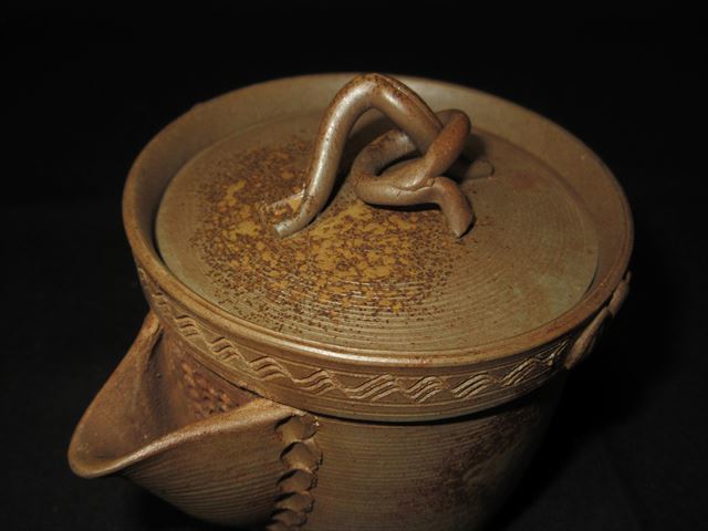 Hr 煎茶道具 備前銘工 木村陶峰 遊環摘み宝瓶 茶器 急須 茶道具 備前焼