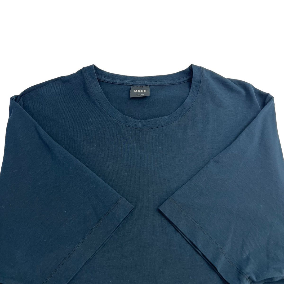 極美品 HUGO BOSS ヒューゴボス Tシャツ サイズXL スリムフィット 濃紺 