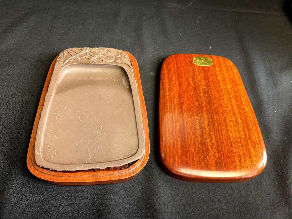 ■ 端渓硯 唐物 古硯 鳳凰彫刻 中国硯 端渓 書道具 古美術 中国美術 木箱 書道用品 