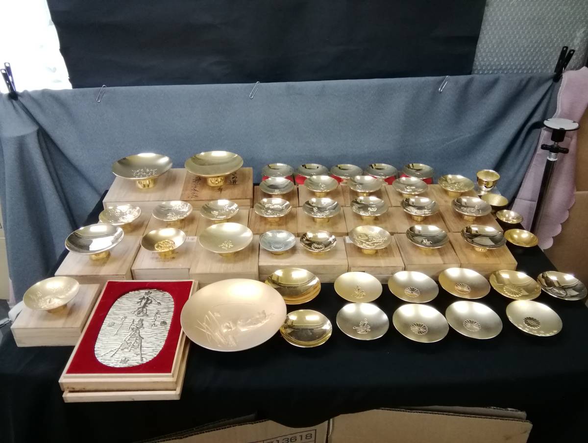 MTH8964◇金盃 24KGP 金メッキ 金杯・金大判 まとめて 約4.5kg 置物