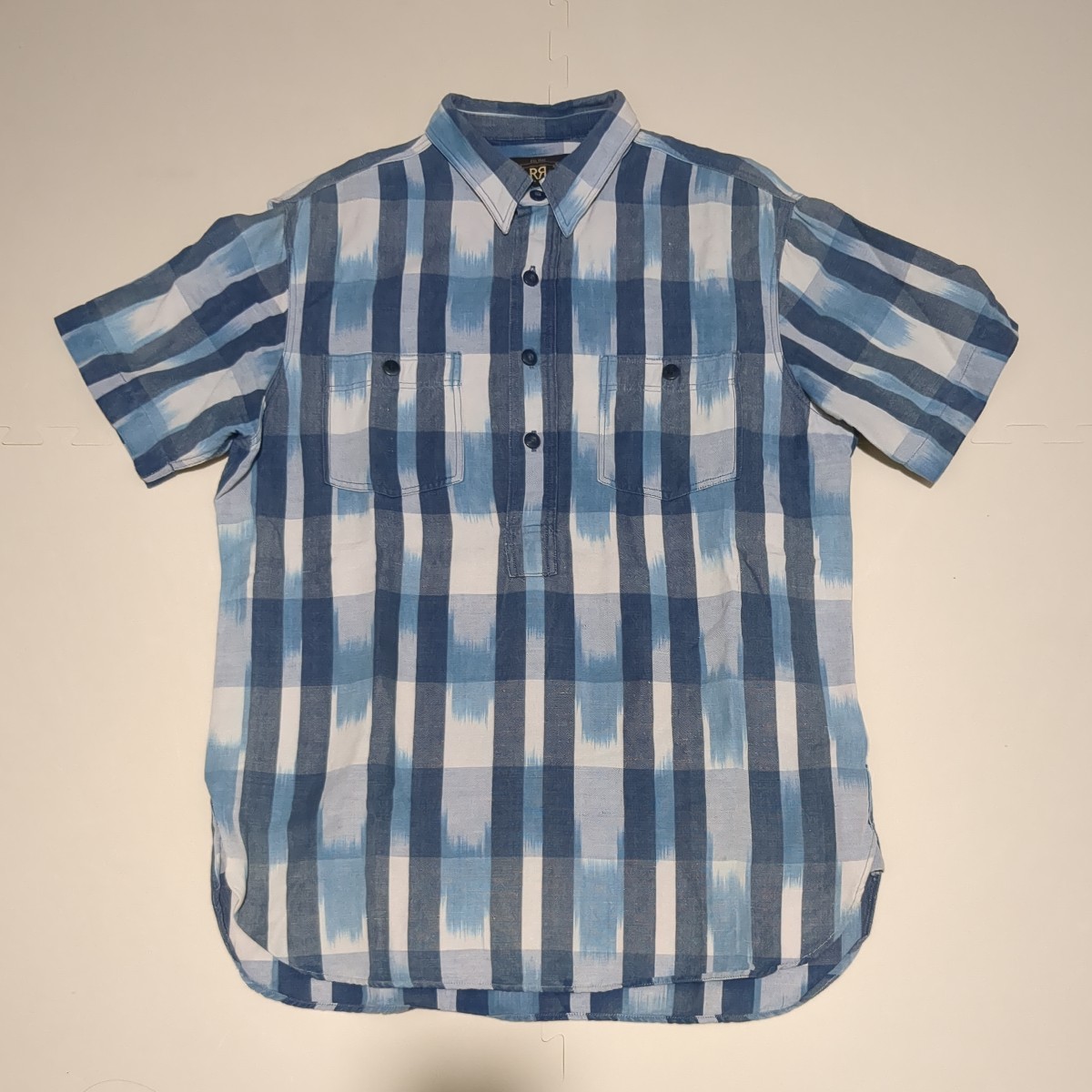 【M】RRL(ダブルアールエル)S/S INDIGO IKAT CHECK PULLOVER SHIRTS(インディゴチェックプルオーバーシャツ)