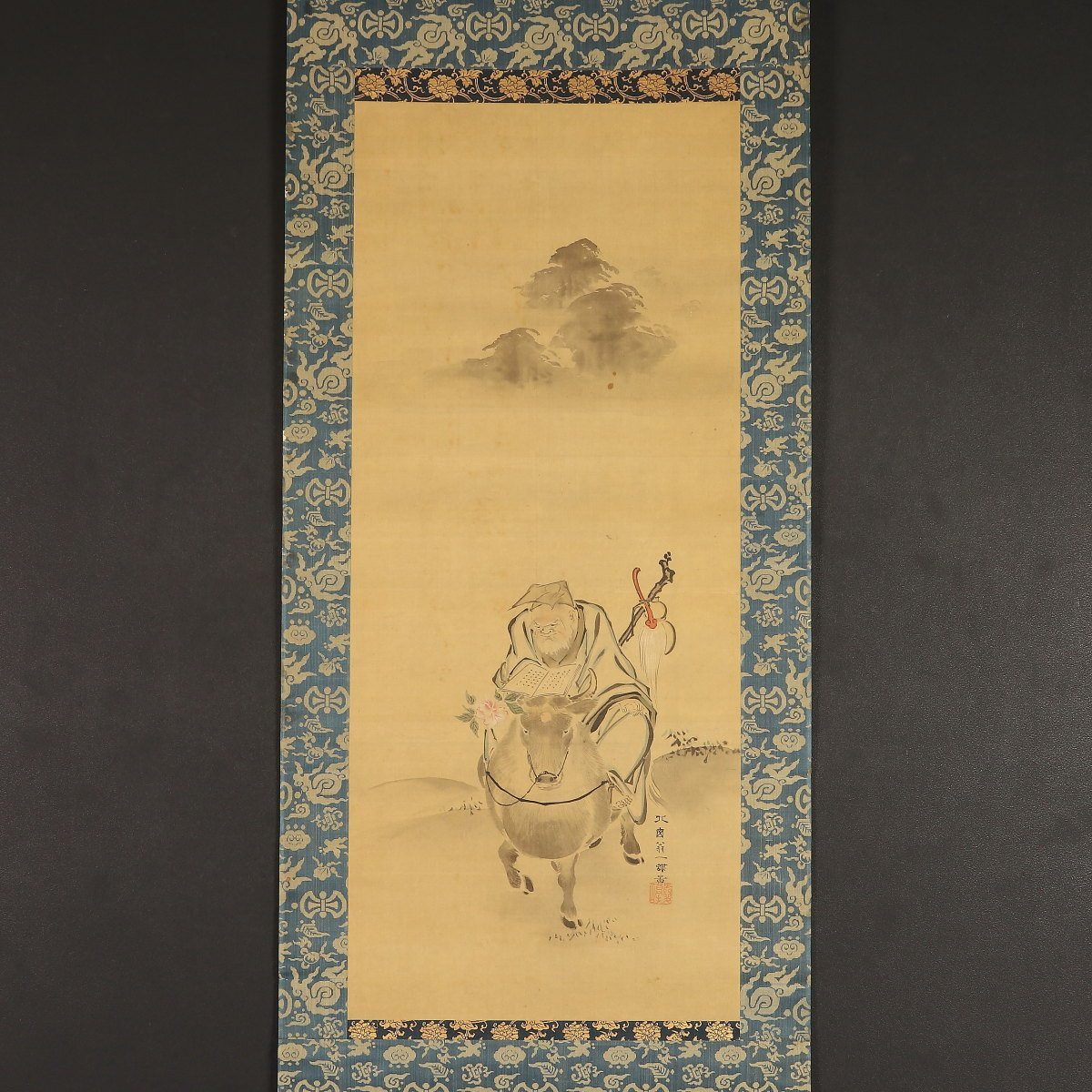 真作】加野秋谿『双鶴』掛軸 絹本 肉筆 金泥 花鳥図 鳥獣 日本画 日本
