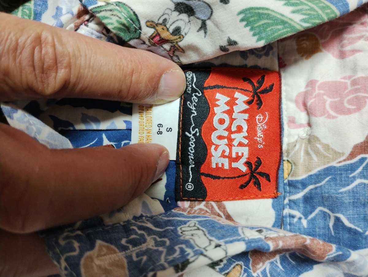 REYN SPOONER × Disny レインスプーナー ディズニー柄 キッズ用Ｓサイズ アロハシャツ ハワイ製 ミッキーマウス ミニー ドナルド