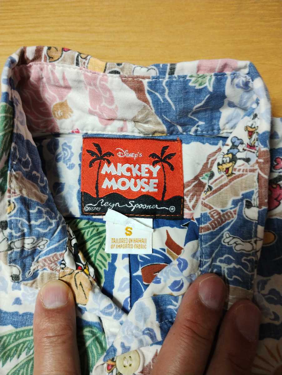 REYN SPOONER × Disny レインスプーナー ディズニー柄 キッズ用Ｓサイズ アロハシャツ ハワイ製 ミッキーマウス ミニー ドナルド