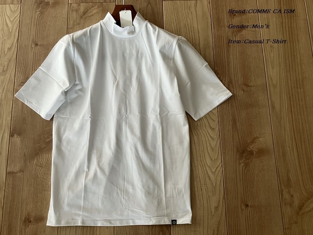 新品 COMME CA ISM コムサイズム ットン天竺 モックネックTシャツ 01ホワイト Lサイズ 60TC05 定価3,900円