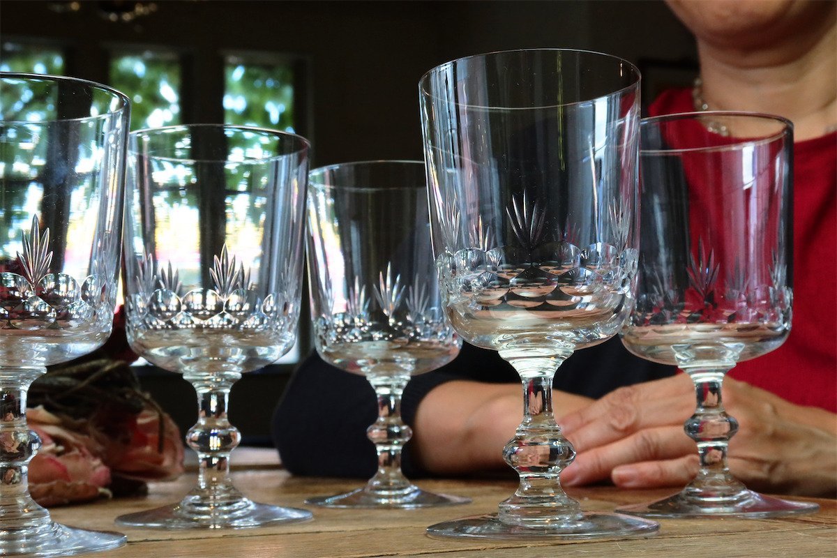 BACCARAT No10742 5本 サイン入り オールドバカラ クリスタルグラス水 