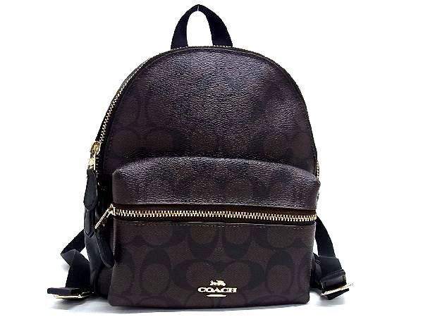 1円 □美品□ COACH コーチ F58315 シグネチャー PVC×レザー ミニ