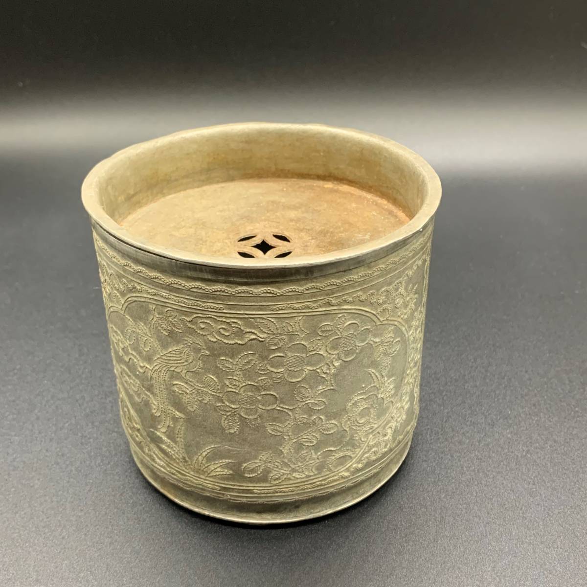 茶道具　茶こぼし　銅製　三つ足　