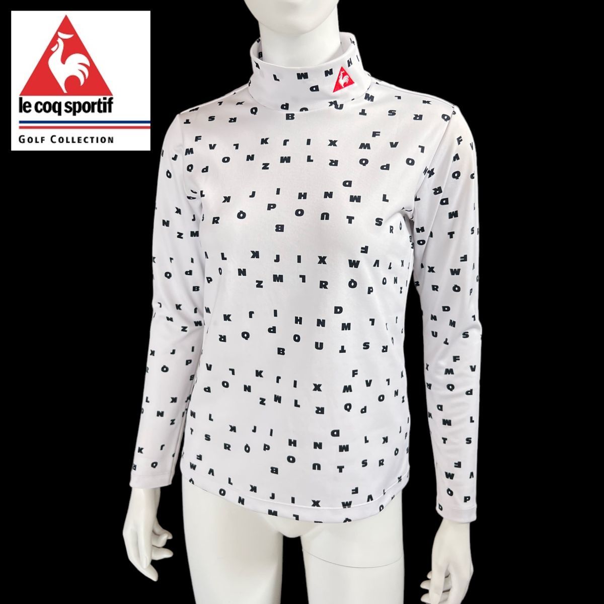 美品 ☆ le coq sportif GOLF ルコック ゴルフ ストレッチ ハイネック インナー シャツ トップス M サイズ レディース 白  ゴルフウェア