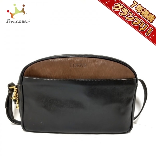 ロエベ LOEWE ショルダーバッグ ベラスケス レザー 黒×ダーク