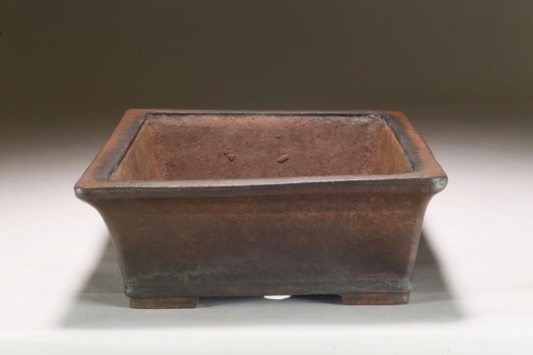 雨竹亭] 中渡紫泥外縁楕円樹鉢 中国古盆 宜興紫砂 [雨