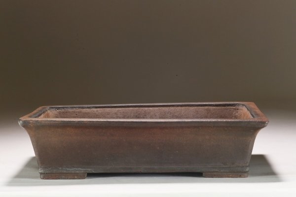 雨竹亭] 中渡紫泥外縁楕円樹鉢 中国古盆 宜興紫砂 [雨