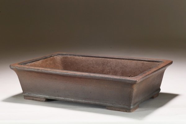 雨竹亭] 中渡紫泥外縁楕円樹鉢 中国古盆 宜興紫砂 [雨