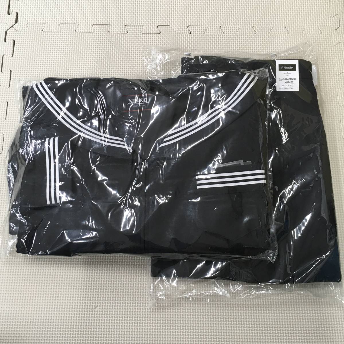 (未使用品) 足利女子高校 冬服 セーラー上下セット サイズ 175B W87 ■星■黒■白3本ライン■制服■学生服■女子学生■大きいサイズ