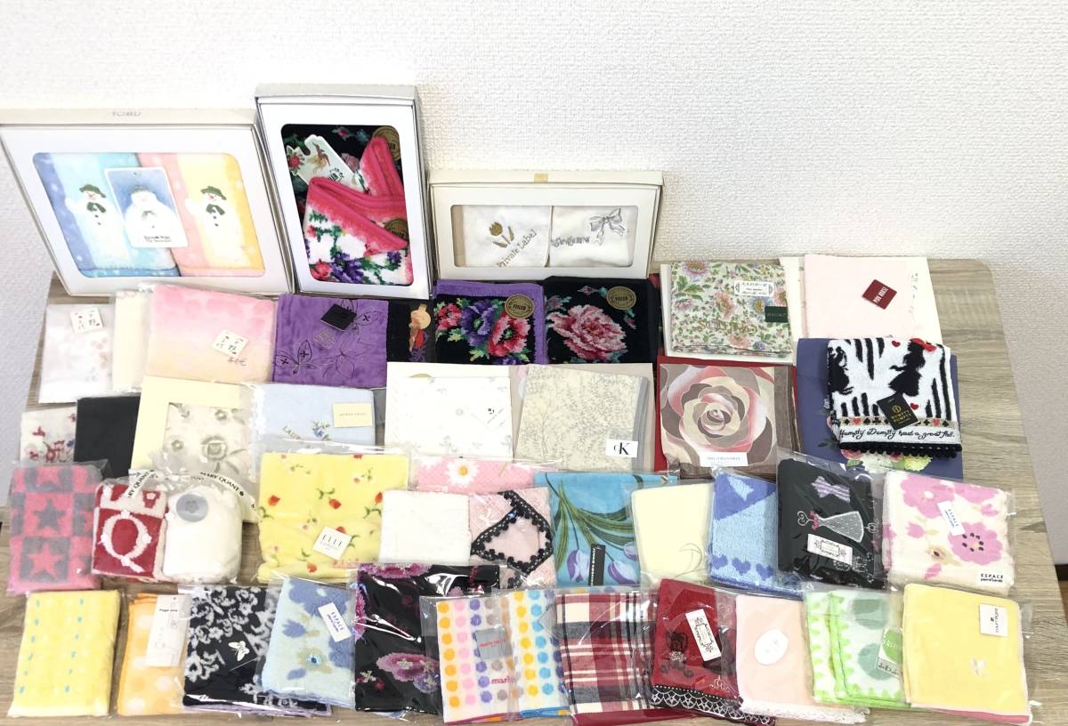 未使用 ハンカチ タオル 大量 まとめて 46点 アナスイ feiler 等 レディース 花柄 引き取り可