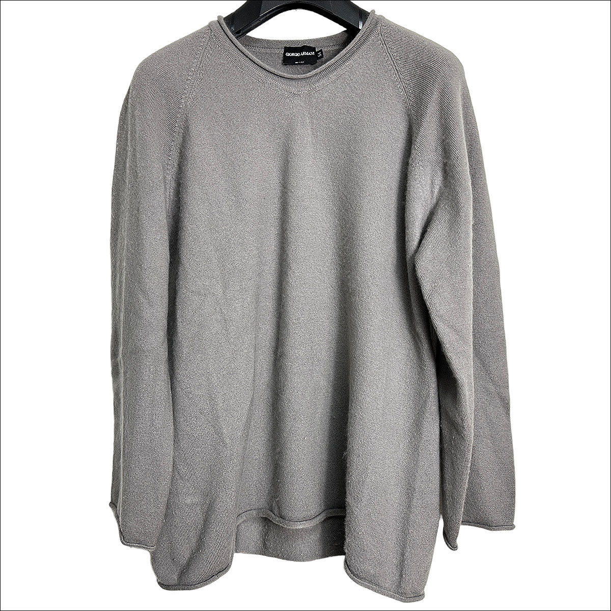 J6297 美品 ジョルジオアルマーニ 黒タグ カシミヤニット グレー 54(4L