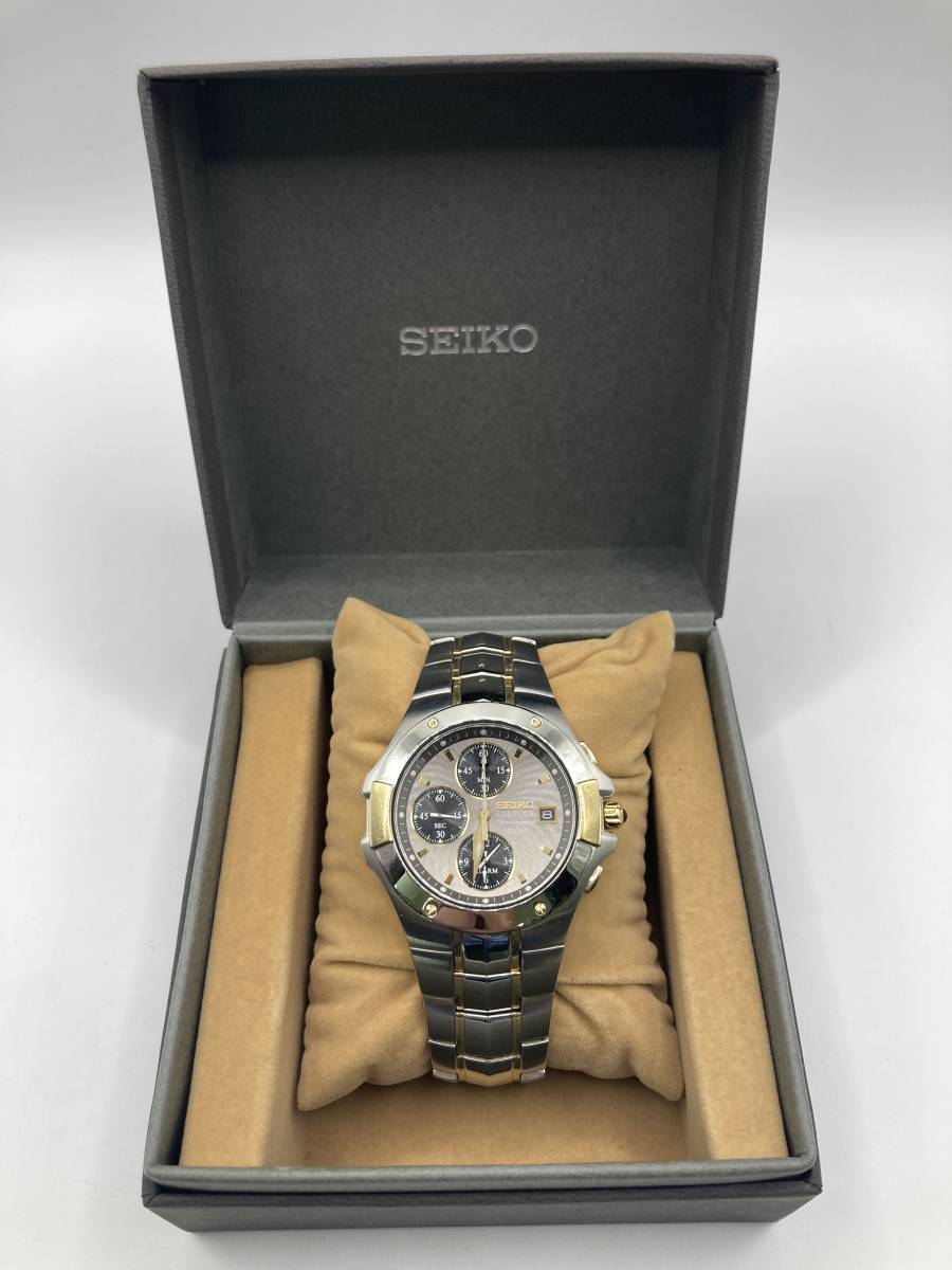 TT2387 SEIKO COUTURA Chronograph 100M 7162-0FA0 箱付 セイコー コーチュラ クロノグラフ 腕