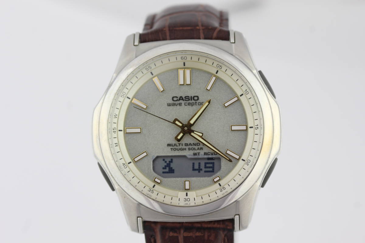 【稼動・美品】CASIO WAVE CEPTORウェーブ セプターメンズ腕時計 ラッピング済 ギフトセット カシオ ウェーブセプター メンズ 電波