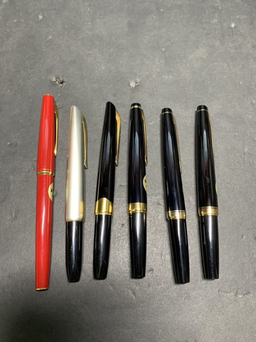 [預バ0813Z] PILOT パイロット万年筆 PLATINUM 6本セット　14K 14K-585 刻印　細字F Eliet 筆記用具　文房具　現状品