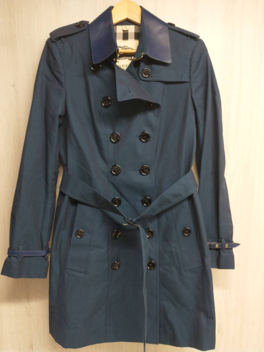 BURBERRY LONDON トレンチコート 本革 レザー 襟 袖ストラップ 