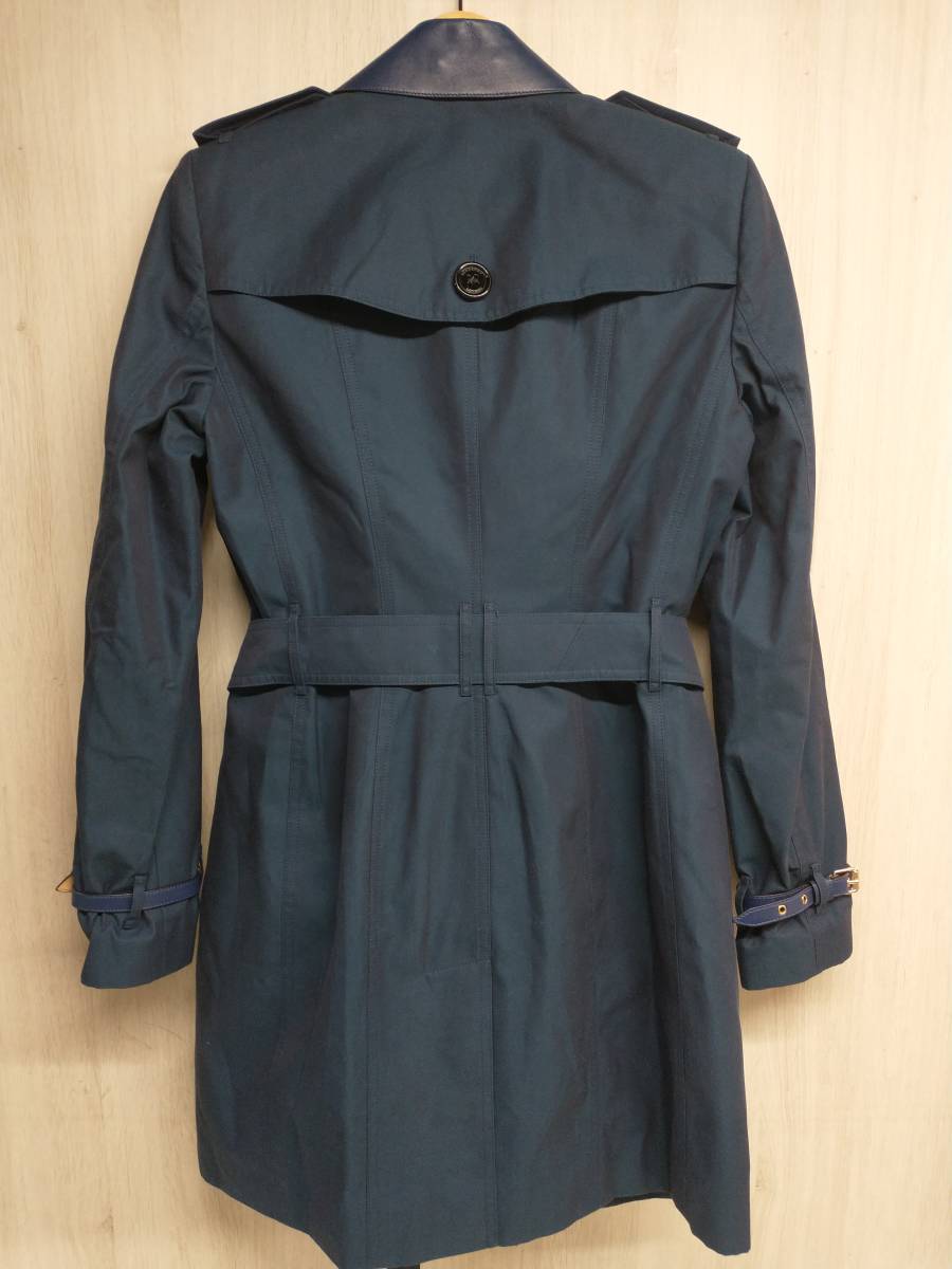 BURBERRY LONDON トレンチコート 本革 レザー 襟 袖ストラップ 