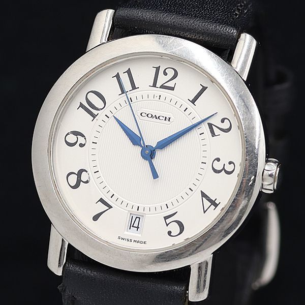 1円 稼働 良品 保/箱付 コ―チ デイト 白文字盤 W523 シルバー文字盤 デイト ボーイズ腕時計 OGH 0572000