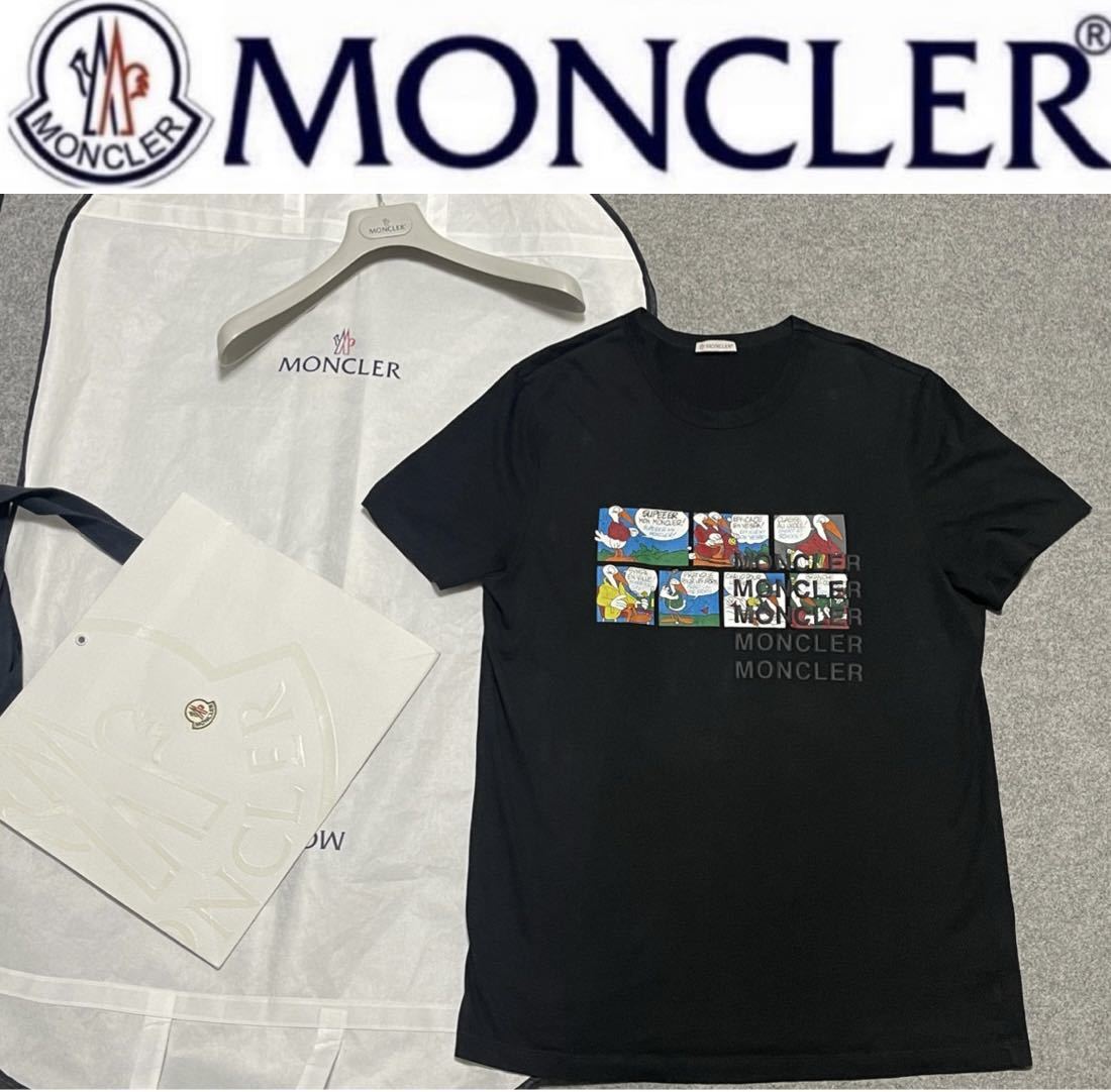 美品 正規モンクレール コミックロゴTシャツ 黒 サイズL 綿100
