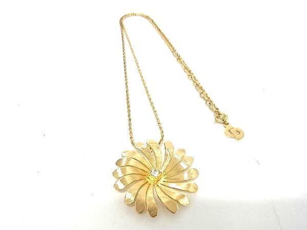 1円 ■極美品■ ChristianDior ディオール ヴィンテージ ラインストーン フラワー 花 ネックレス アクセサリー ゴールド系 AN5131