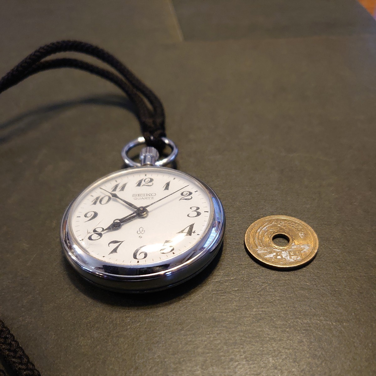 国鉄SEIKO 懐中時計 (国鉄表記あり) 昭和レトロ 国鉄 セイコー懐中時計 クォーツ 昭55 東西鉄 129 鉄道の紐使用