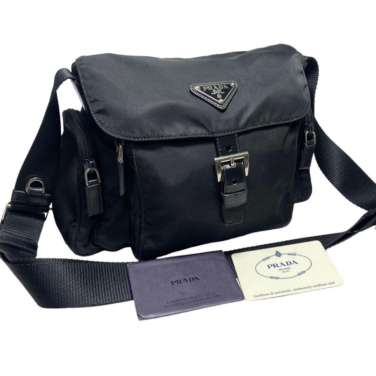 極美品 PRADA プラダ ナイロン 三角ロゴプレート 斜めがけ 肩掛け 