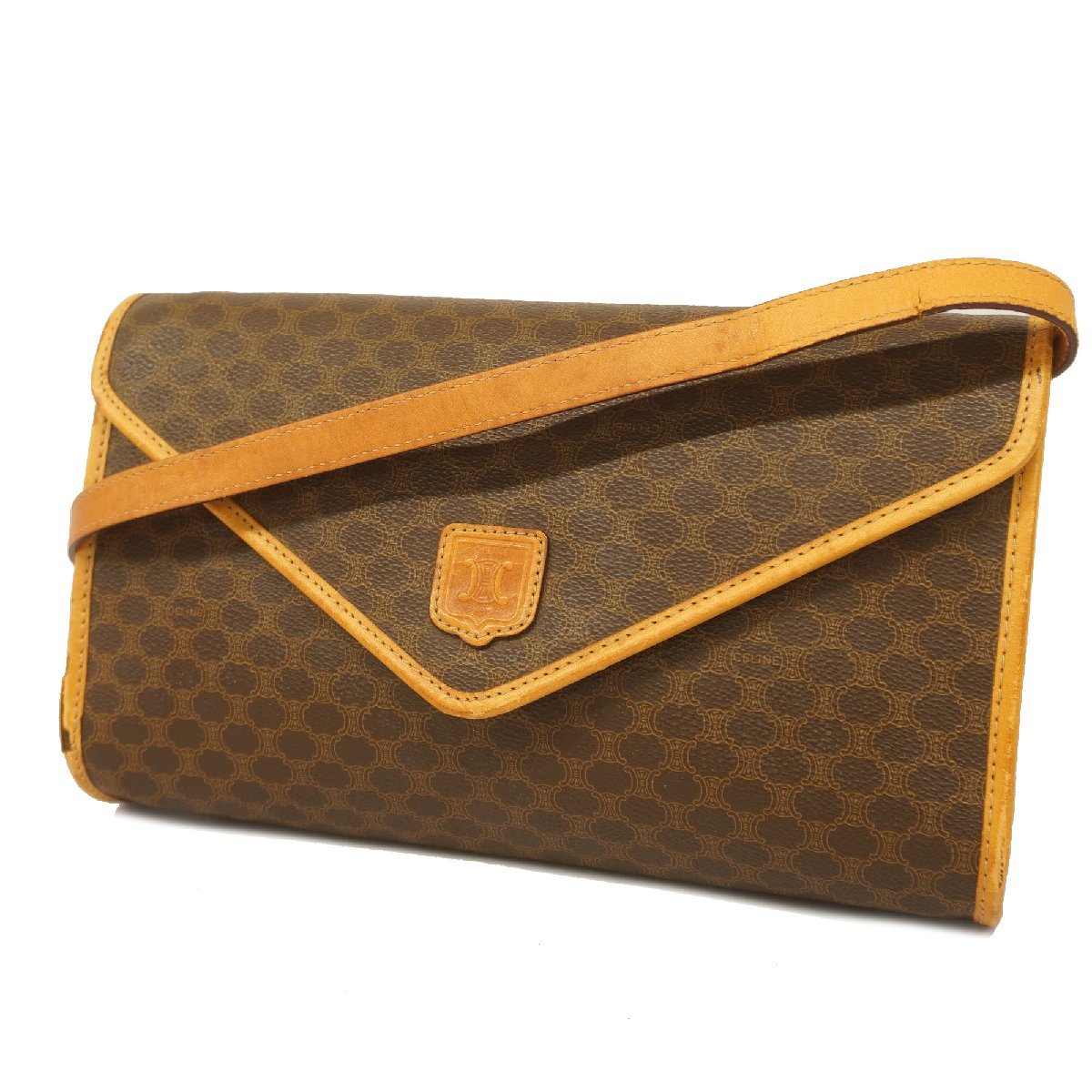 ★SALE【3za0727】 セリーヌ ショルダーバッグ マカダム PVC ブラウン