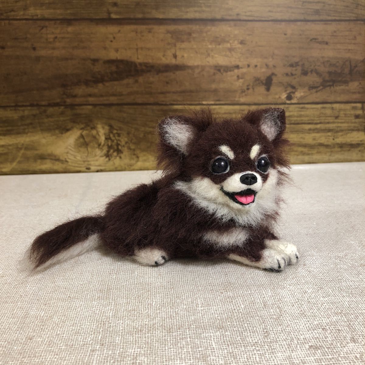 leo&miku 羊毛フェルトチワワチョコタン 犬 ハンドメイド いぬ チワワ