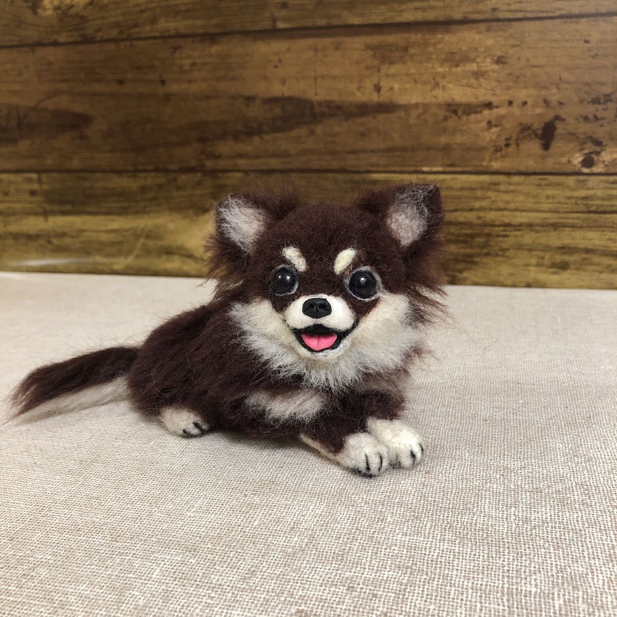 leo&miku 羊毛フェルトチワワチョコタン 犬 ハンドメイド いぬ チワワ