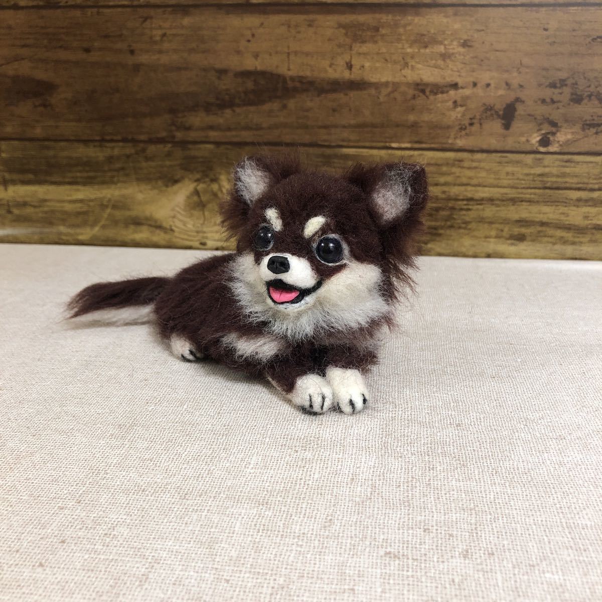 ちょこたん様 羊毛フェルト チワワ ハンドメイド 犬 leo&miku 羊毛フェルトチワワチョコタン 犬 ハンドメイド いぬ チワワ