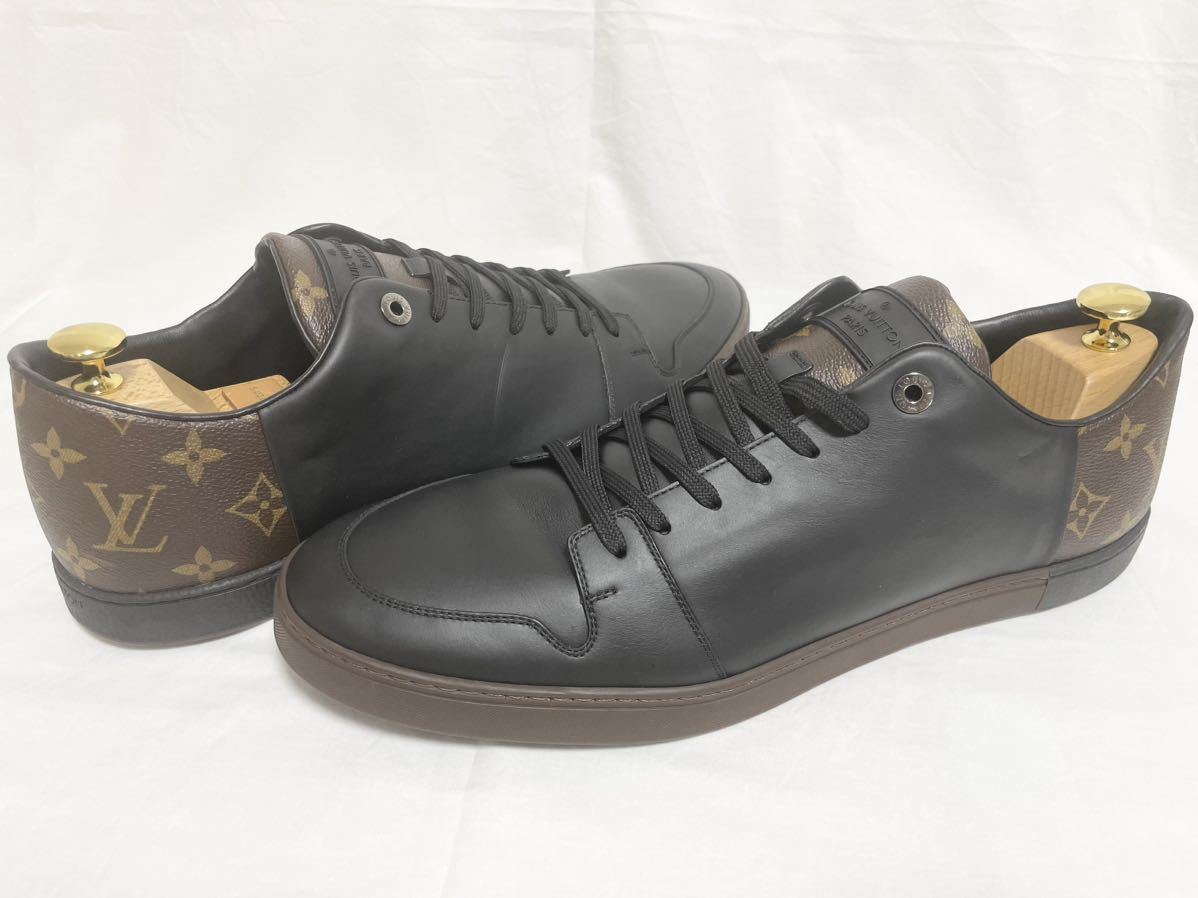 希少 超美品 ルイ ヴィトン LOUIS VUITTON モノグラム デザイン ラインアップ ライン LVロゴ レザー スニーカー 靴 メンズ 12 30～31cm前後