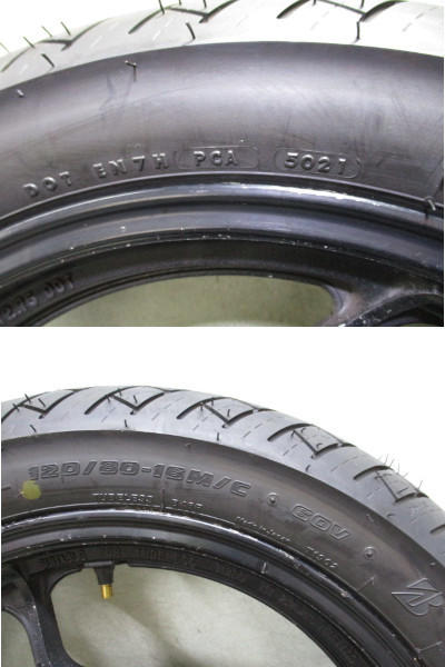 3☆前後タイヤ823 BRIDGESTONE.BATTLAX.BT46.120/80-16&130/80-18.'21