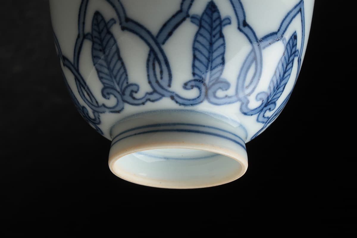 最安値，高品質】 EL873 【平安 祝峰 造】染付花文煎茶碗 五