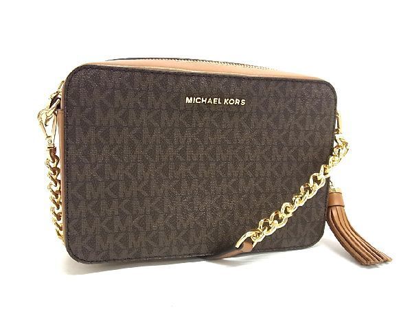 1円 □新品同様□ MICHAEL KORS マイケルコース MK柄 PVC×レザー 