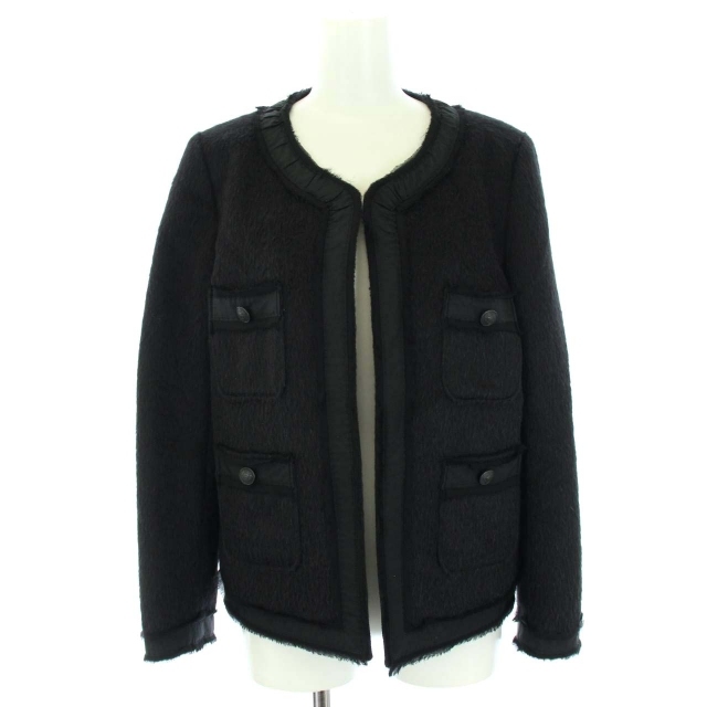 アドーア ADORE ノーカラージャケット アルパカ ウール シルク フォーマル アウター 38 M 黒 ブラック /DK レディース