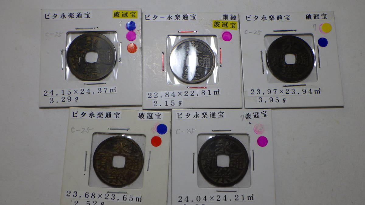 ビタ永楽通宝　波冠宝　5枚