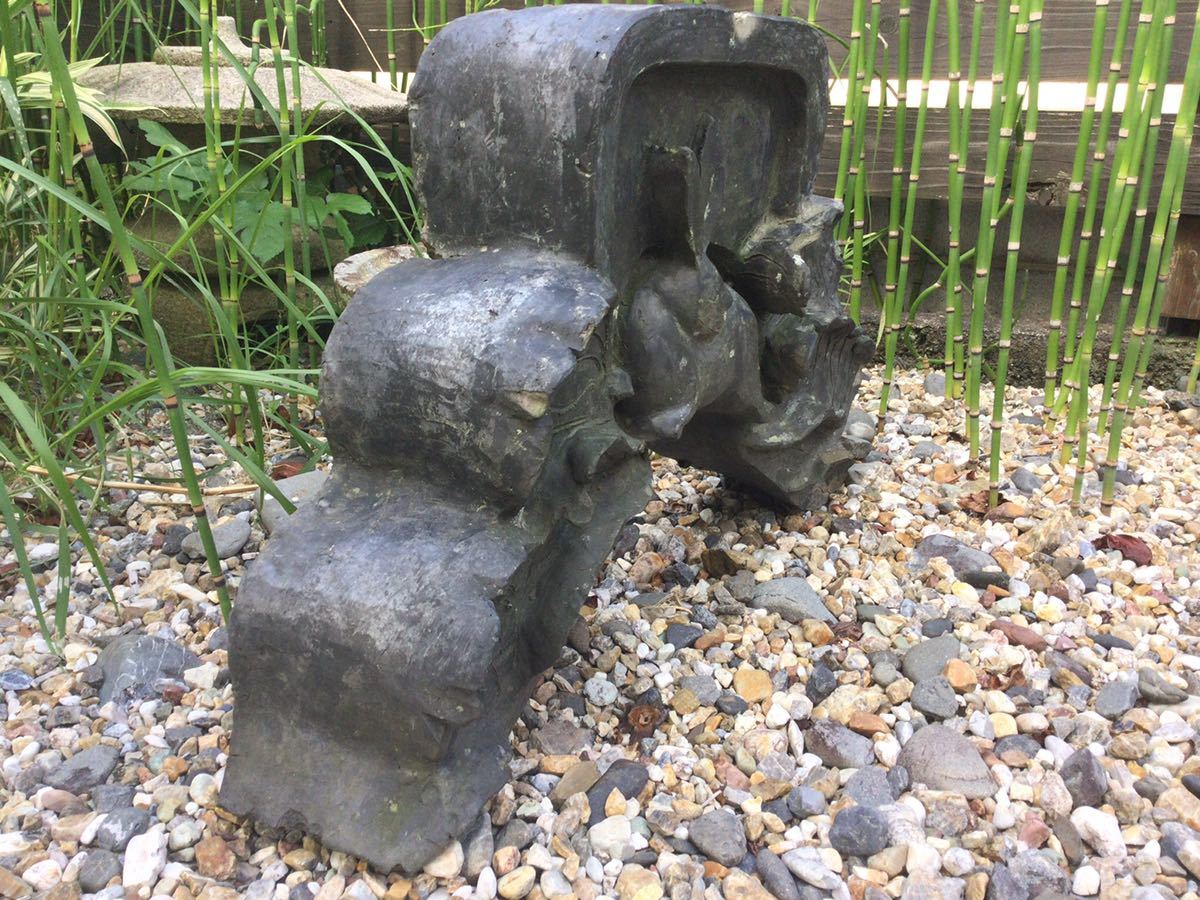 時代物/江戸後期/珍品/鬼瓦/波に兎/装飾瓦/魔除け/厄除け/家の守り神 
