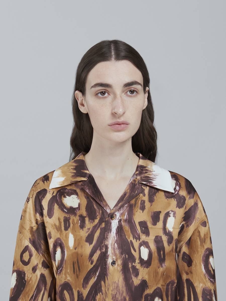 MARNI マルニ プリント サテンシャツ | マルチ 0 長袖 - 19AW ブラウス アニマルプリント Marni JP FARFETCH の