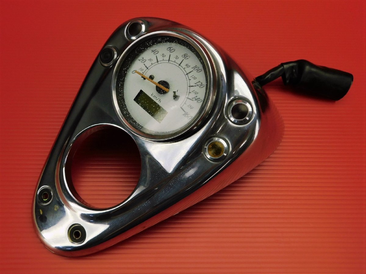 80【評価B】 HONDA シャドウ 純正 メーター インジケーター 白 パネル & メッキ カバー 走行距離表示31，445km 400 スティード マグナ