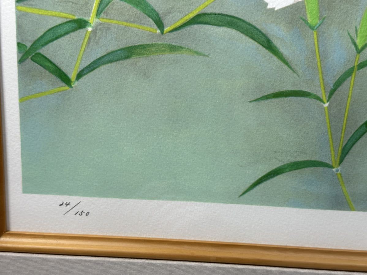 上村松篁 鳥花 上村松篁『春苑』リトグラフ 額装 花鳥画 日本画