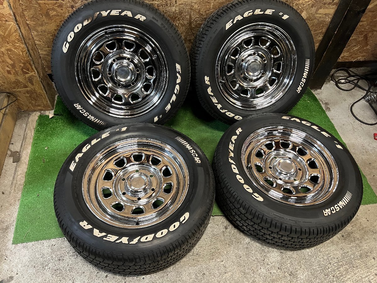 良品 スチールホイール メッキ 16インチ 7J +35 P225/60R16 GOODYEAR 